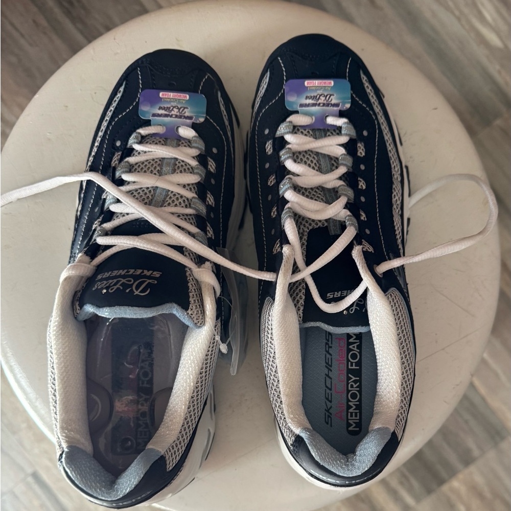 Skechers Navy and White Athletic Shoes